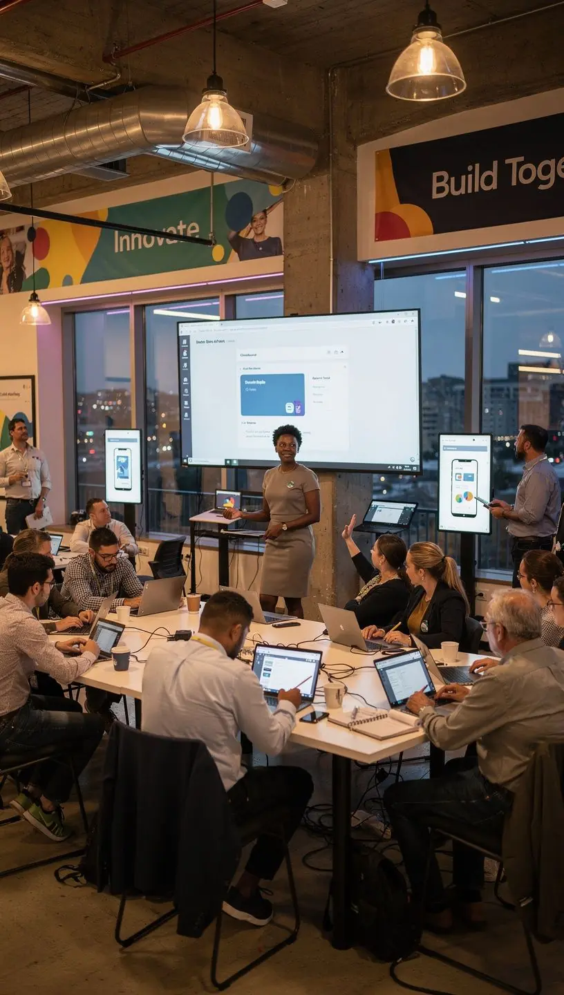 Smiling person at home desk following an online tech guide on a desktop computer, showing practical digital learning.